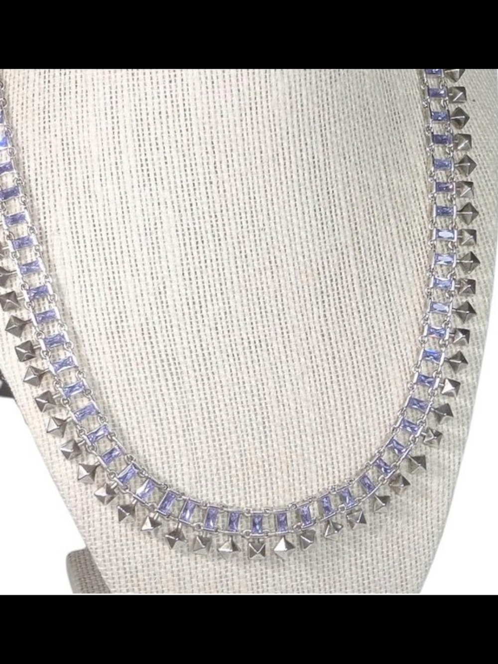 Kendra Scott Silver Necklace with Lavender Baguette Stones NWT!!!